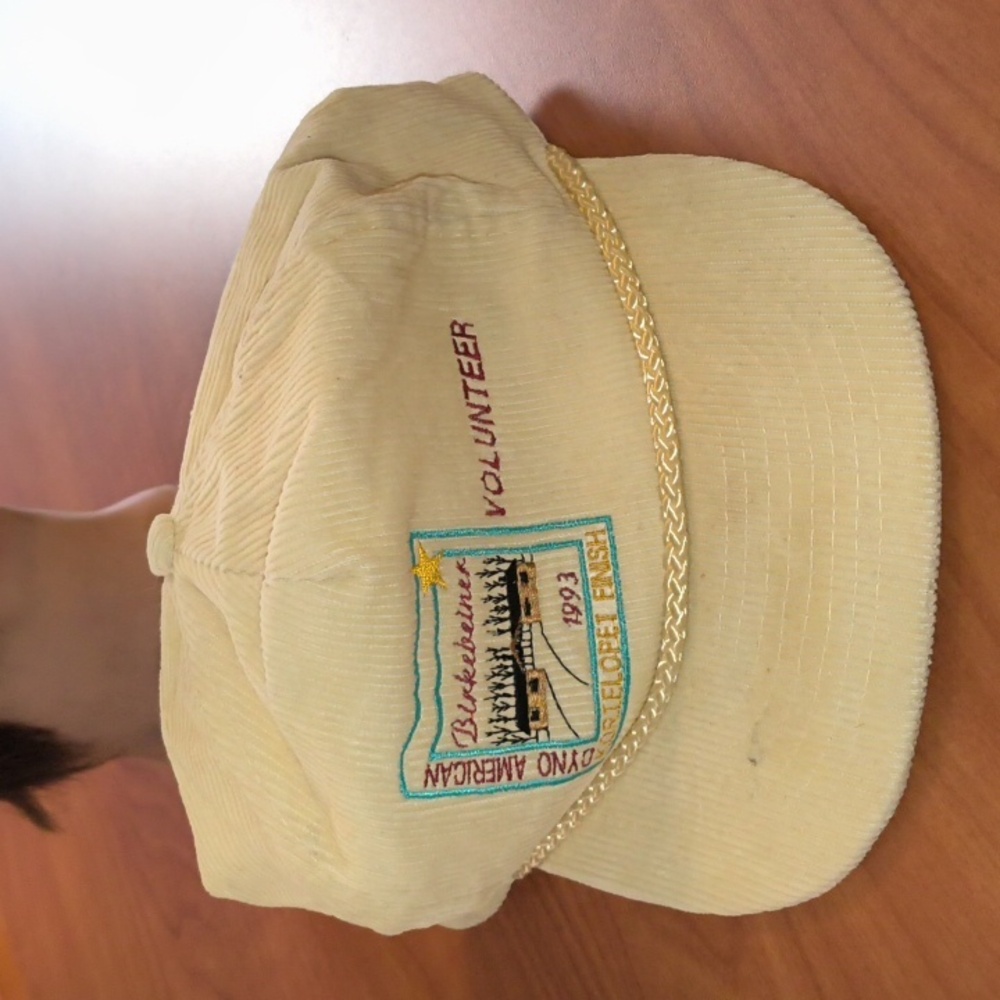 Vtg '93 Dyno American Birkiebeiner Corduroy Embroidered Logo Snapback Hat w/Rope